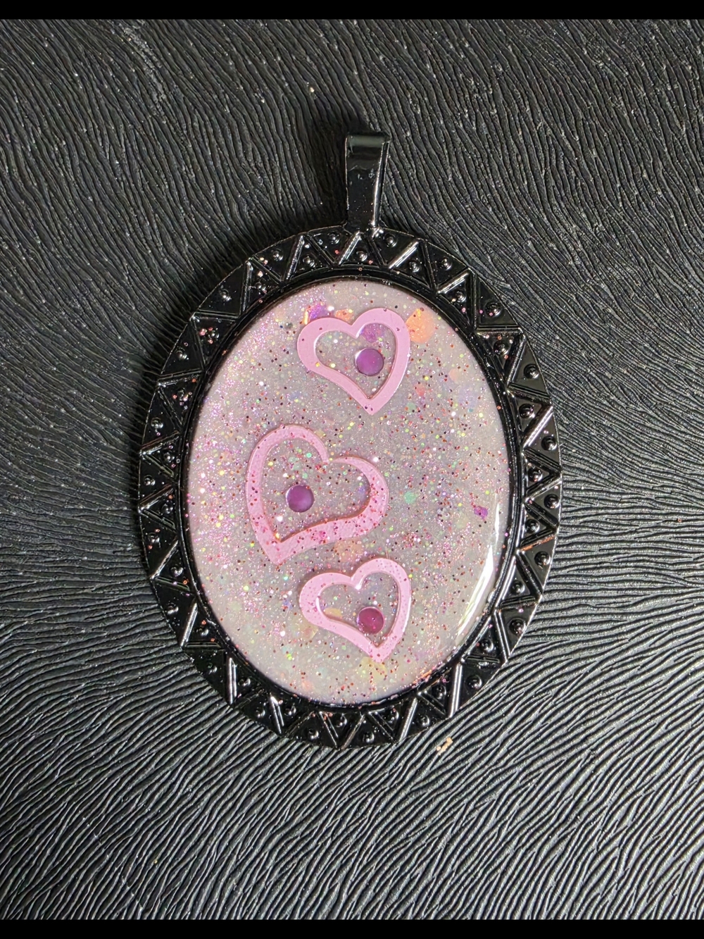 Pink Glitter Heart Pendant Necklace - Women's Jewelry